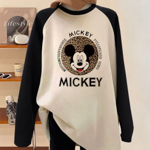 เสื้อยืดแขนยาวบุขนแกะหนาสำหรับผู้หญิง เสื้อชั้นในทรงหลวม ทรงคลาสสิก ฤดูใบไม้ร่วง/ฤดูหนาว เสื้อชั้นในลายการ์ตูน