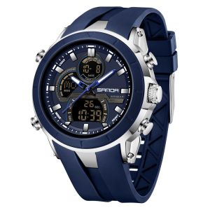 SANDA 2026 New Mens Luxury Waterproof Watch Luminous Dual Display Military Style Chronograph Sports Wristwatch Male