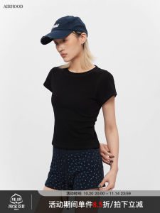 Airhood 2025 round Neck Short Sleeve Slim Fit T-Shirt Womens Casual Summer Solid Color Top Sweet And Spicy Style Cotton Blend