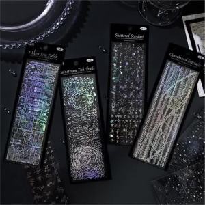 ~New 3Sheets/pack Kawaii PET Laser Silver Stickers DIY Diary Phone Case Handmade Scrapbook Aesthetic Stickers Student Stationery