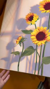 Canvas Wall Art Decoration ภาพวาดตกแต่งที่อบอุ่นลายดอกทานตะวันจิตรกรรมฝาผนังหัวเตียงสำหรับร้านอาหาร Punch Free รูปภาพหรือที่คุณพอใจ