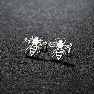 1Pair Small Bee Stud Earring Stainless Steel Mini Insect Bee Earrings Earrings For Women Girls Party Jewelry Gift