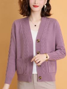 Fall and Winter New Arrival Female Cardigan Spring & Fall Loose Outwear Pure Color Fashionable Long Sleeve Middle-Aged Ladieswear Sweater Knitwear Outwear