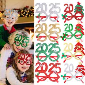 YESPERY 2026 Christmas Glasses Happy New Year Party Photo Prop Christmas Ornaments Kids Gifts Christmas Eve Party Decoration
