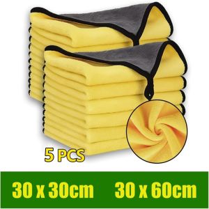 2/5PCS Car Wash Microfiber Towel Water Absorption Car Cleaning Drying Cloth Hemming Car Care Cloth Detailing Double Wash Towel