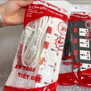 Ổ cắm điện đa năng Điện Quang ĐQ ESK 2W. SM740SL (4 lỗ 3 chấu dây 2 mét màu Trắng Đỏ) công suất 2500w tự ngắt khi quá tải BH 12 tháng