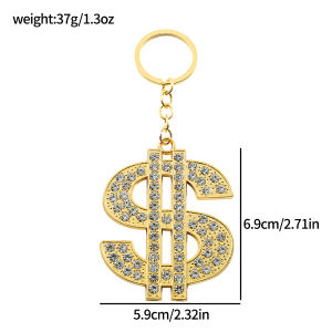 Bandai | Big Rotatable US Dollar Money Sign Pendant Keychain Men Rapper Hip Hop Punk Keyrings Gifts