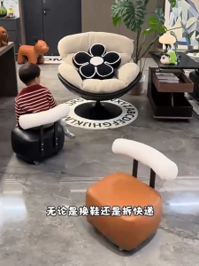 Living Room Swivel Chair Home Pulley Low Stool Back Chair Mobile Sofa Simple Style Stool