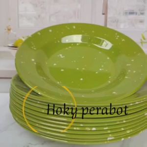 Promo 12 pcs Piring Makan Melamin Mewah Super Tebal Melamin Bintik Kristal Cantik Terbaru 9 Inch