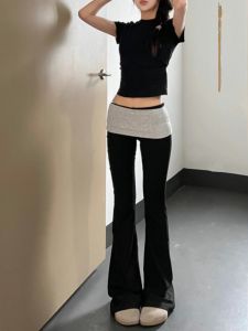 Quần Dài Ống Rộng Màu Đen Thiết Kế Dài Cho Nữ Quần Dài Thể Thao Thường Ngày Quần Ống Rộng Quần Dài Quần Ống Rộng