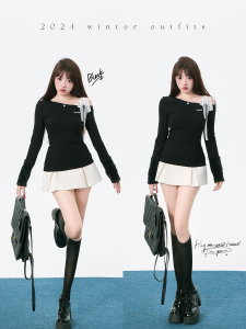 Đồ Knitwear Ôm Dáng Một Vai Đen Có Dây Kéo