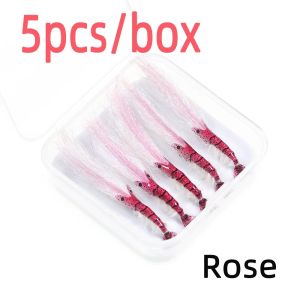 5pcs/box #8 #10 #12 Ice Dub Shrimp Fly Barbed Fish Hook Scud Fly Trout Bass Perch Bonefish Carp Fishing Lures Baits