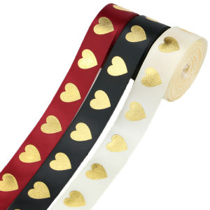 (10m/roll) 2.5cm Golden Peach Heart Ribbon French Romantic Festival Celebration Wedding Design