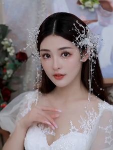 Set Anting Tusuk Gantungkalung Rantai Mutiara Handmade Untuk Pengantin Wanita