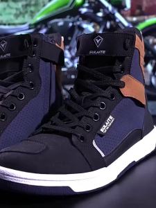 Men Motorcycle Boots Breathable Anti-fall Rider Road Racing Casual Shoes Boots Gear Shift Rubber Sole Reflective Motorbike Shoes