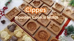 Wood Cookie Molds with Lily of The Valley Pattern 3D DIY Carved Embossed Cookie Cutter Moulds for Baking Fondant Cake Biscuit