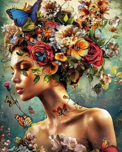 Oil Painting By Numbers Vintage Lady with Flower Number Drawing Canvas DIY Pictures By Numbers Home Decor