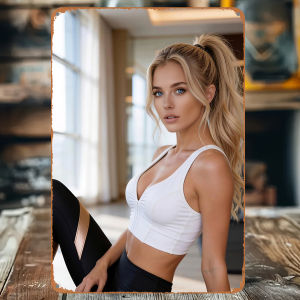 CIFbuy | Vintage Metal Tin Sign Ponytail Fitness Woman Portrait Art Wall Decor Gym Home Club Garage Wall Sign