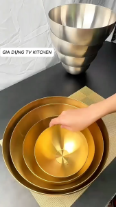 Tô salad phong cách Hàn Quốc thố inox đựng thức ăn tô inox tròn SLW15 | TVKITCHEN (TV277)