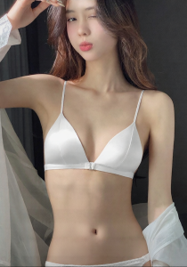 Sensual French Style Triangle Bra Thin Strap Satin Seamless Back Beauty Bra