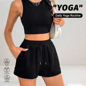 Fashion Casual Shorts for Women Ribbed Fabric Drawstring Adjustable Waist Lightweight Soft Daily Outdoor Sports Vacation Shorts
