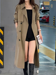 Womens Long Coat 2025 Spring New Style Korean Loose Fashionable Windbreaker Outerwear Medium Length Commute Regular Thickness