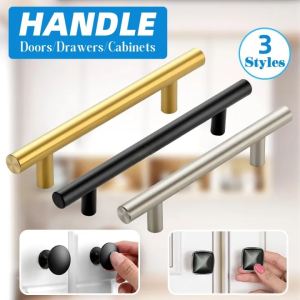 Stainless Steel Furniture Door Handle Hollow Tube T-bar with Brushed Satin Nickel Finish For Furniture Kitchen Wardrobe Cabinet Knot Closet Door Drawer Pull Handles Hardware (64mm 96mm)
