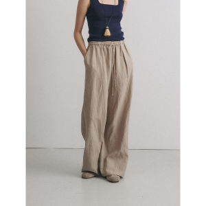 Linen and Tencel Loose Waist Casual Trousers