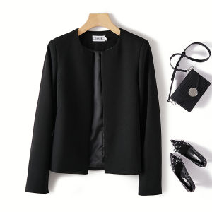 Easy to Wear! Look awesome! Fancy Womens Tops Triacetate Collarless Suit Outwear without Buckle Short Suit Spring and Summer