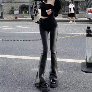 Nữ Cao Cấp Hợp Thời Trang Quần Jean Micro-Quần Loe Mùa Thu Phong Cách Mới Ins Quần Thời Trang Cotton Co Giãn Nhẹ Chiều Dài Mỏng Phù Hợp Với