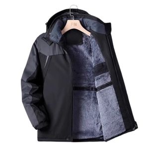 Mens Thickened Fleece Lined Cotton Jacket Winter Outdoor Climbing Windproof Waterproof Warm Coat City Outdoor Style