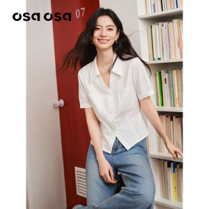 OSA | Elegant French Style Waist-Cinching White Slimming Womens Blouse