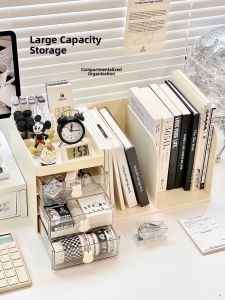 Simple Pure Color Desktop Stationery Storage Box Multi-Function Drawer Type Organizer Box Book Shelf Book Stand Box