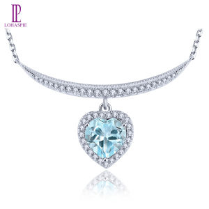 Lohaspie Jewelry Genuine 2.4 Carats Solid Sterling Silver 925 Pendant Natural Sky Blue Topaz Pendant Sky Blue Topaz Gemstone Pendant Natural Topaz Pendant For Women Jewelry