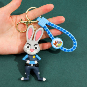 Cute Disney Zootopia Keychain PVC Cartoon Character Judy Nick Chief Bogo Keyring Hanging Couples Bag Decoration Festival Gift