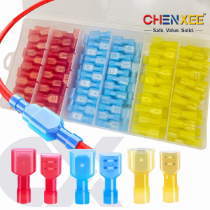 Nylon Spade Wire ConnectorElectrical Fully Insulated Crimps Terminal Quick Disconnect for Speaker Auto Stereo Wiring Auto Boat