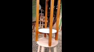 Meja Bundar - Round Table Natural White / Side Table Tinggi 60cm x 30cm
