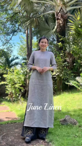 Áo dài nữ linen tưng washed. JUNE LINEN AD05. Không kèm quần.