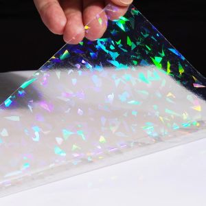 A4 Holographic Sticker Paper 50 Sheets Self-Adhesive Glitter Film Waterproof Vinyl Suitable for DIY Crafts 8.3x11.7 Inches
