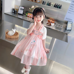 เด็ก ชุดฮั่นฝู เดรส เจ้าหญิง กระโปรง ฤดูร้อน เทพนิยายสไตล์ใหม่ สไตล์จีน สไตล์โบราณ หวาน เด็กผู้หญิง เดรส ปัก