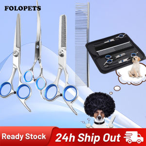 FOLOPETS Pet Grooming Scissors Stainless Steel Fur Scissors Pet Professional Hair Cutting Barber Tools Set Sharp and Durable For Dog And Cat