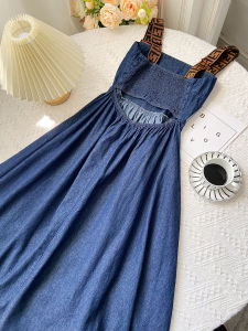 พรางหุ่น เดนิม เดรส ผู้หญิง มินิ ฤดูร้อน รูปแบบใหม่ พลัสไซส์ ป้องกันอายุ สายคล้อง เดรส ซับเอว อินเทรนด์ ชิ้นเดียว ชุดราตรี