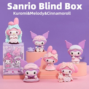 Sanrio Blind Box Kuromi Melody Cinnamoroll Blind Box Doll Box Desktop 3d Doll for Kids Surprise Birthday Gift