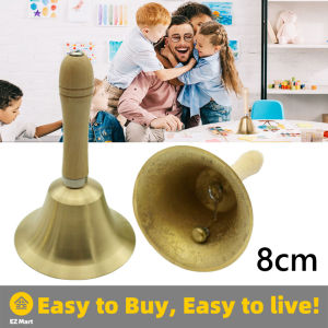 【Fast Shipping】 Brass Hand Bell Loud Call Bell Handbell Desk Ringbell with Wooden Handle for Wedding Festival Decoration Food Line Alarm School Hotel HSQ-Brass-Handbell