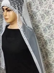Veil Pengantin Terbaru Selendang Pengantin Slayer Pengantin motif Bunga Matahari Kerudung Wisuda Seragaman ibu Besan wedding mua makup Ukuran Panjang 150 cm X 125 cm Cokki.03