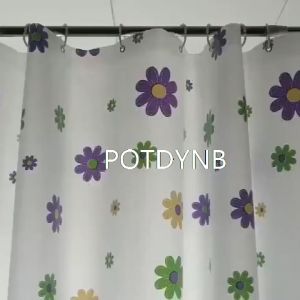 POTDYNB Waterproof Shower Curtain Purple Flower PEVA Shower Curtain