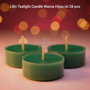 Lilin Tealight Candle Toples Warna Hijau isi 28 pcs nyala 4 jam - Hijau