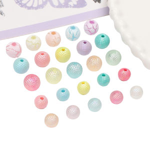 30/50ชิ้นลูกปัดอะคริลิคแฟชั่นแบบสุ่มสีกลมหลวมลูกปัดสำหรับสร้อยข้อมือแฮนด์เมดสร้อยคอพวงกุญแจอุปกรณ์การทำเครื่องประดับหัตถกรรม DIY