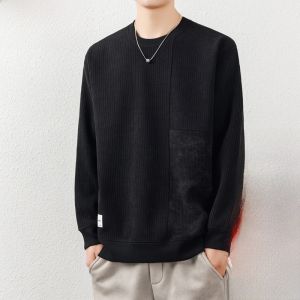 HENGYUANXIANG | Hengyuanxiang Mens Fleece Lined Thickened Knitted Sweater Fashionable Urban Style Winter Base Layer Clothing Comfortable Polyester Fiber
