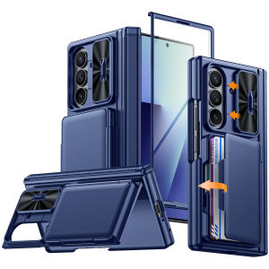 Ốp Lưng Galaxy Z Fold 7 - Màu Xanh Chống Sốc Bảo Vệ Bản Lề Tích Hợp Giá Đỡ Bảo Vệ Màn Hình Có Ngăn Đựng Thẻ